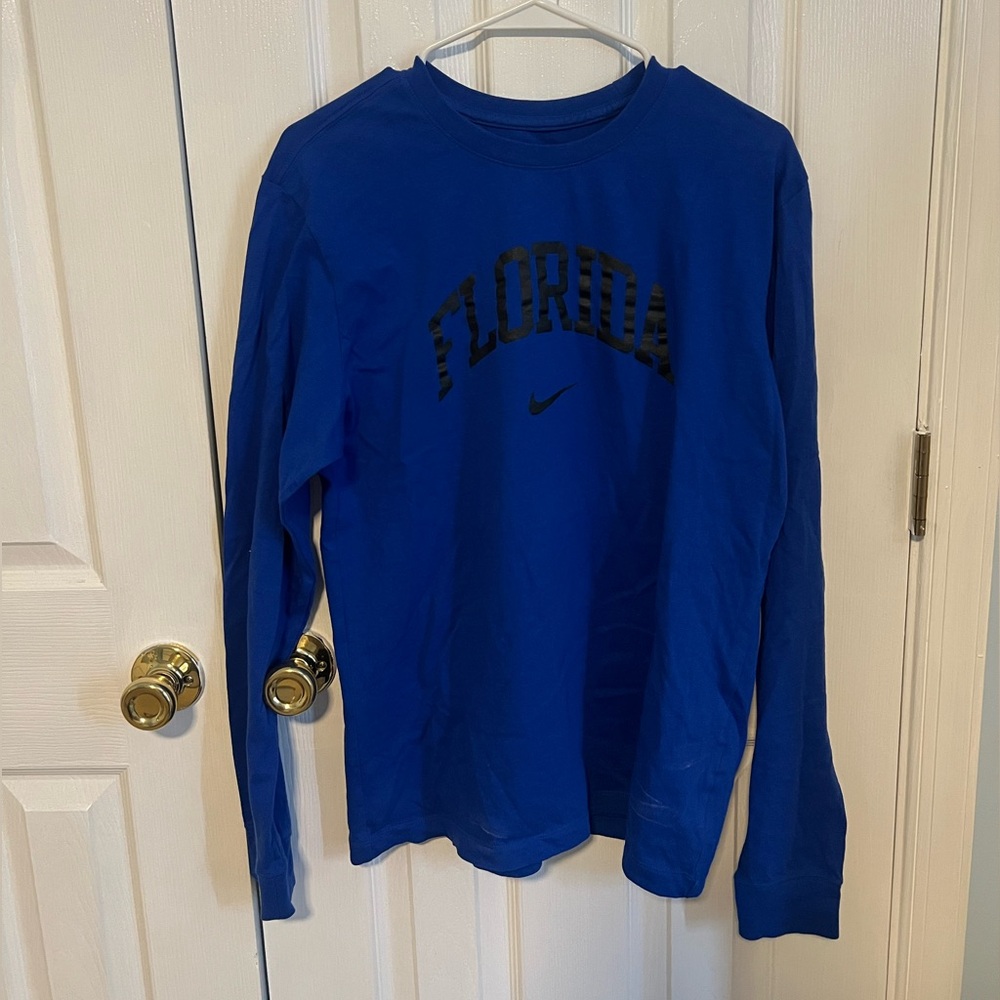 Nike Womens Medium Blue Florida Logo Long Sleeve Cotton‎ Shirt